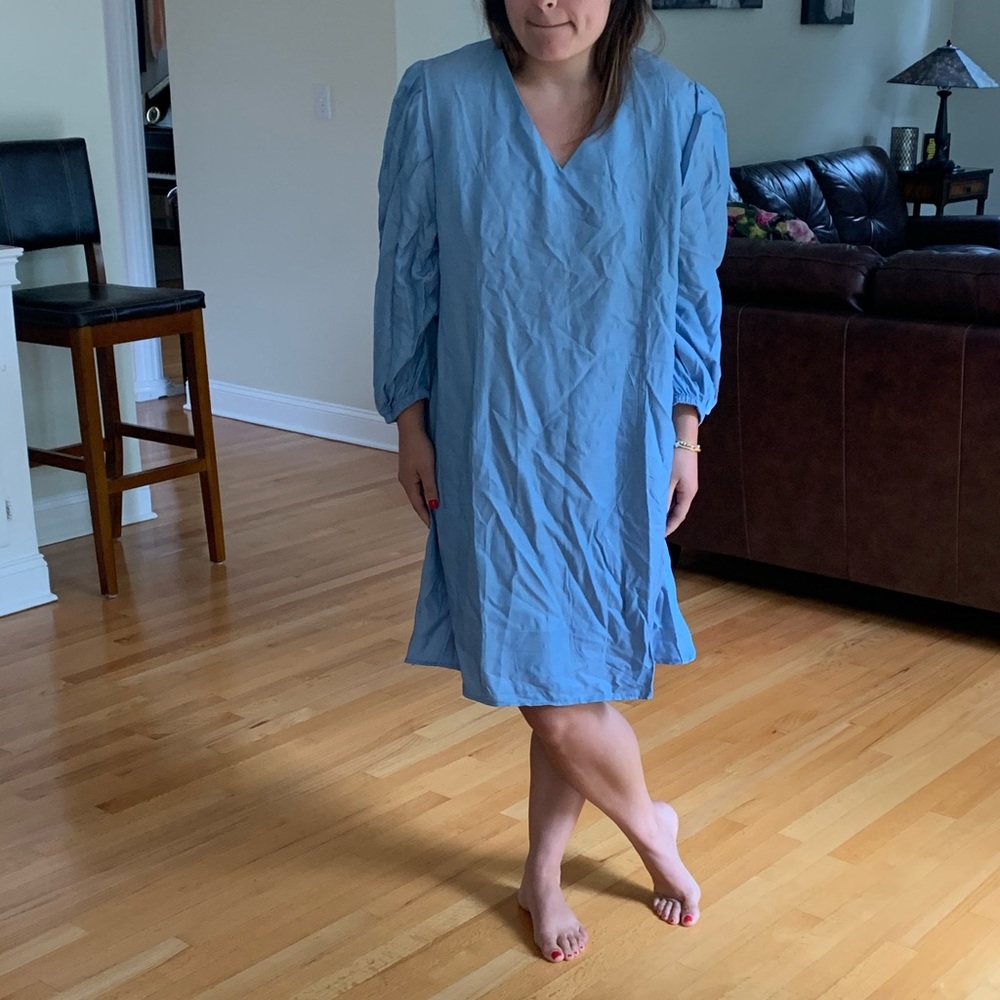 V-Neck Tendon Casual Loose Dress